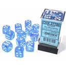 Chessex -  16mm D6 (12 Dice) Borealis Sky Blue/White Luminary