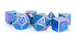 Metal Enamel Dice: Rainbow with Blue Enamel
