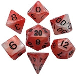 Acrylic Dice: Red/Black w/ Gold Numbers Poly Set