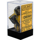 Chessex 7-Die Polyhedral Set -  Gemini (Black-Gold w/silver)