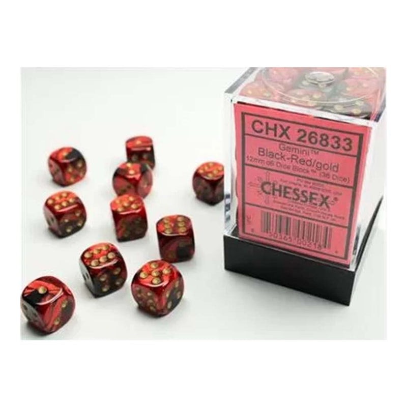 Chessex - Gemini 12mm d6(36 Dice) Red-Black/Gold