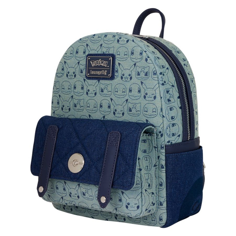 Pokemon Loungefly - Faux Denim All-Over Print Mini Backpack