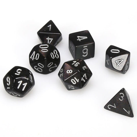 Chessex 7-Die Polyhedral Set -  Borealis (smoke/silver)