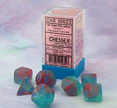Gemini Gel Green-Pink/Blue Polyhedral 7-Die Set