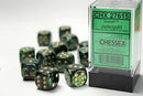 Chessex -  16mm D6 (12 Dice) Scarab Jade/Gold