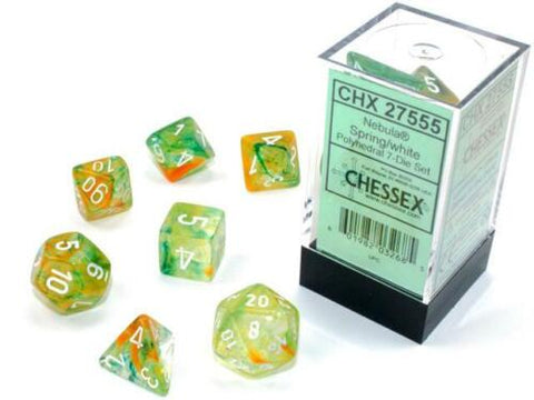Chessex Nebula Spring Luminary™ Polyhedral Dice with White Numbers - Set of 7