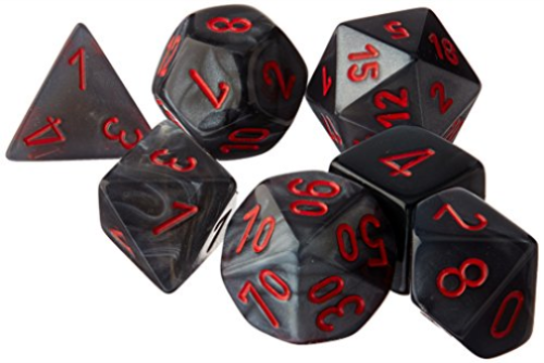 Chessex Velvet Series -  Polyhedral Black/red 7-Die Set